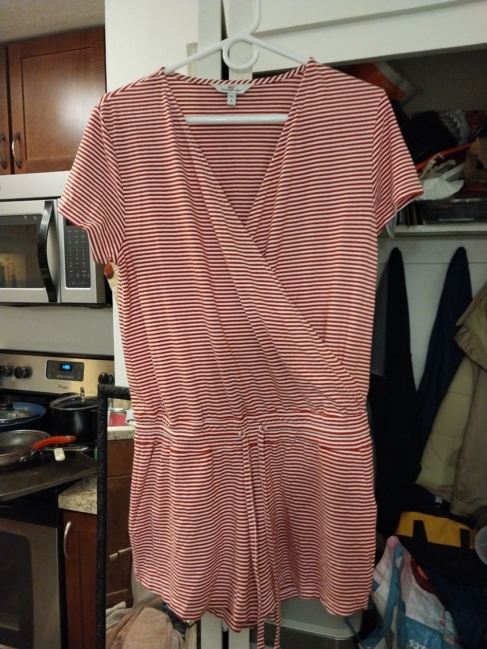 Striped Red Wrap-Front Women’s Dress-Vineyard Vines-Medium